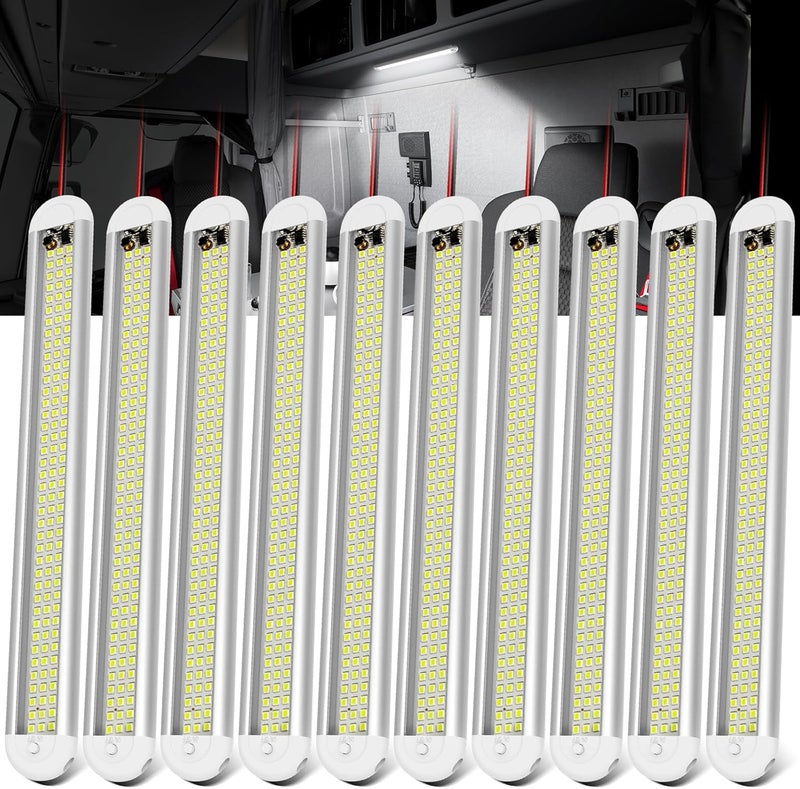 CT CAPETRONIX 12v LED Interior Light Bar， 120LEDs 1500LM 8W DC 12 Volt led Strip Lights with ON/Off Switch，for Enclosed Cargo Trailer, Car RV Van Truck Lorry Camper Boat Caravan Motorhome (10Pack) - Image 1